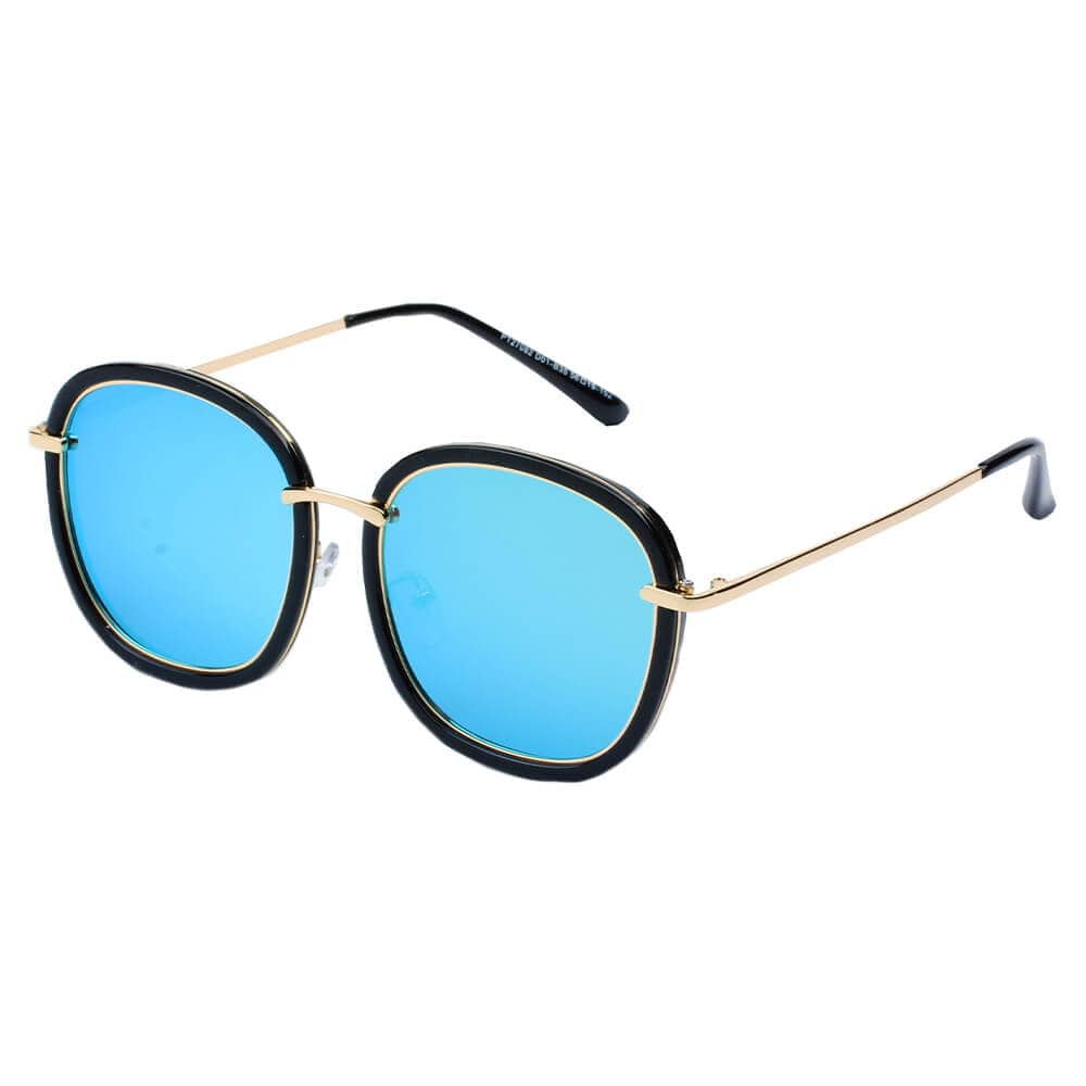 Cramilo Eyewear Sunglasses Blue Livorno -  Women Round Oversize Polarized Fashion Sunglasses