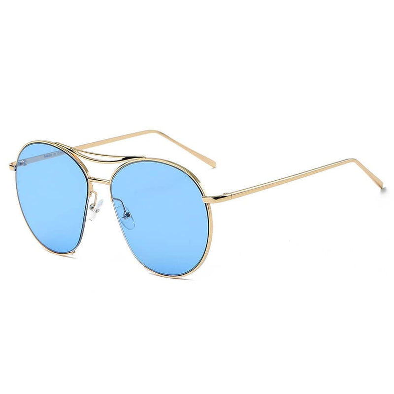 Cramilo Eyewear Sunglasses Blue LOUDON | Oversize Tinted Lens Round Aviator Sunglasses