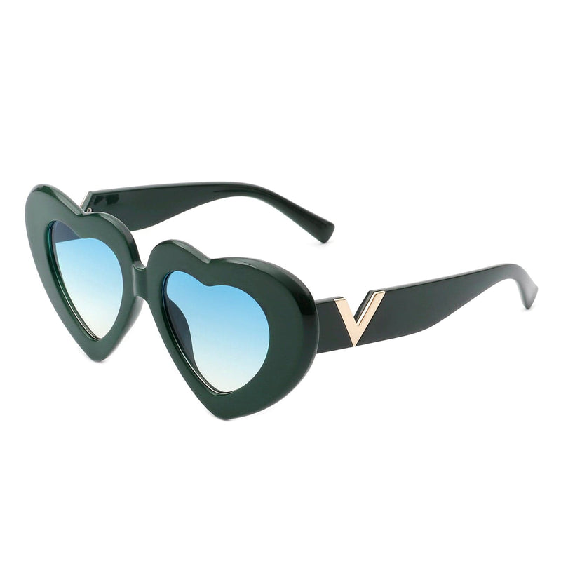 Cramilo Eyewear Sunglasses Blue Novellea - Oversize Heart Shape Mod Clout Fashion Sunglasses
