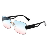 Cramilo Eyewear Sunglasses Blue/Pink Dreamsea - Rectangle Classic Rimless Square Retro Tinted Fashion Sunglasses