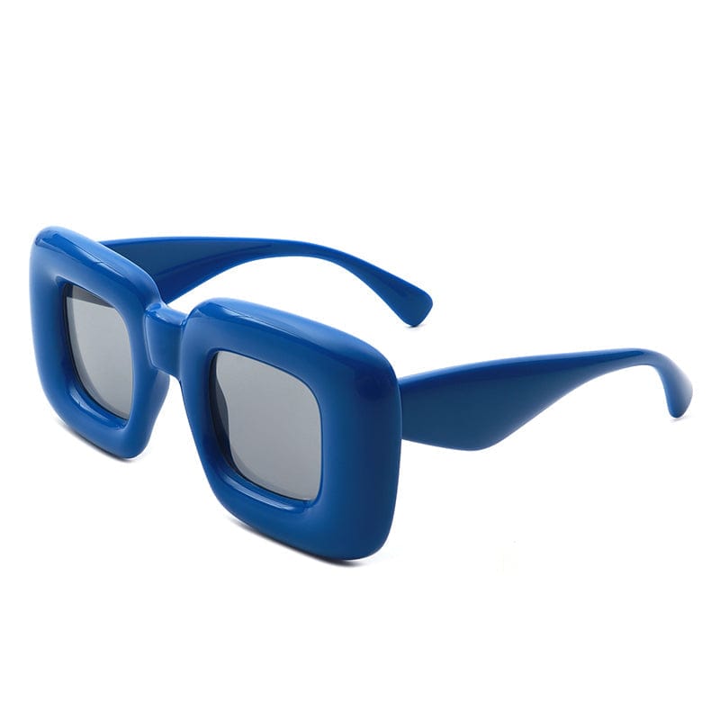 Cramilo Eyewear Sunglasses Blue Rayne - Y2K Square Inflated Chunky Retro Funny Sunglasses