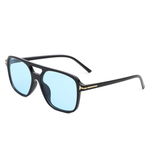 Cramilo Eyewear Sunglasses Blue Skyhavoc - Retro Square Brow-Bar Fashion Aviator Sunglasses