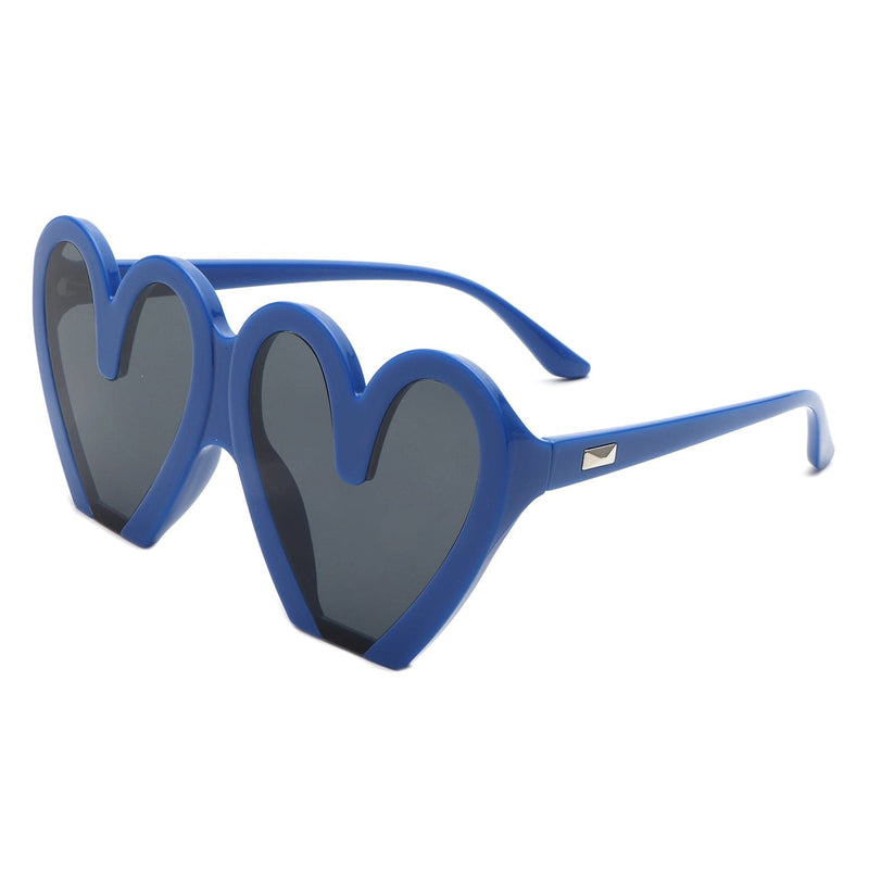 Cramilo Eyewear Sunglasses Blue Skylette - Heart Shaped Oversized Party Fashion Sunglasses