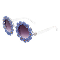 Cramilo Eyewear Sunglasses Blue Ysabelia - Round Daisy Flower Shape Circle Party Floral Women Sunglasses