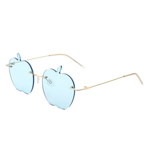 Cramilo Eyewear Sunglasses Blue Zephyrus - Rimless Apple Shape Party Frameless Tinted Sunglasses