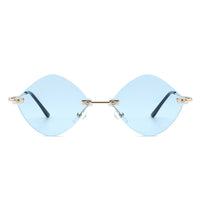 Cramilo Eyewear Sunglasses Bluewave - Rimless Retro Round Geometric Frameless Tinted Fashion Sunglasses