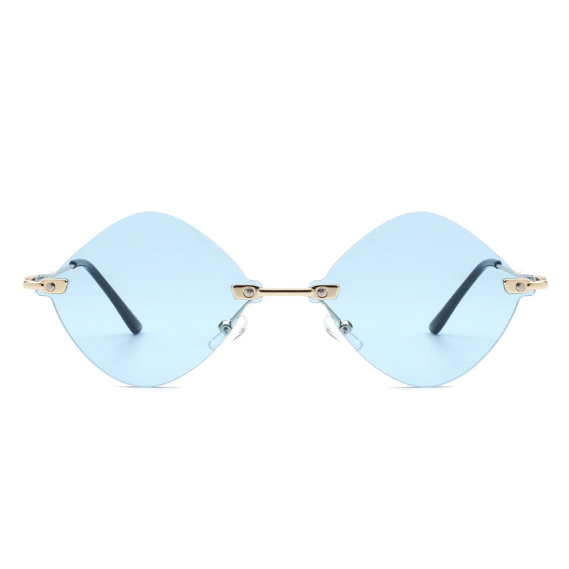 Cramilo Eyewear Sunglasses Bluewave - Rimless Retro Round Geometric Frameless Tinted Fashion Sunglasses