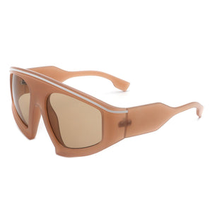 Cramilo Eyewear Sunglasses Brown Bramble - Oversize Futuristic Square Women Fashion Sunglasses