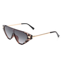 Cramilo Eyewear Sunglasses Brown Camo Zedillia - Triangle Mod Irregular Fashion Vintage Geometric Retro Sunglasses