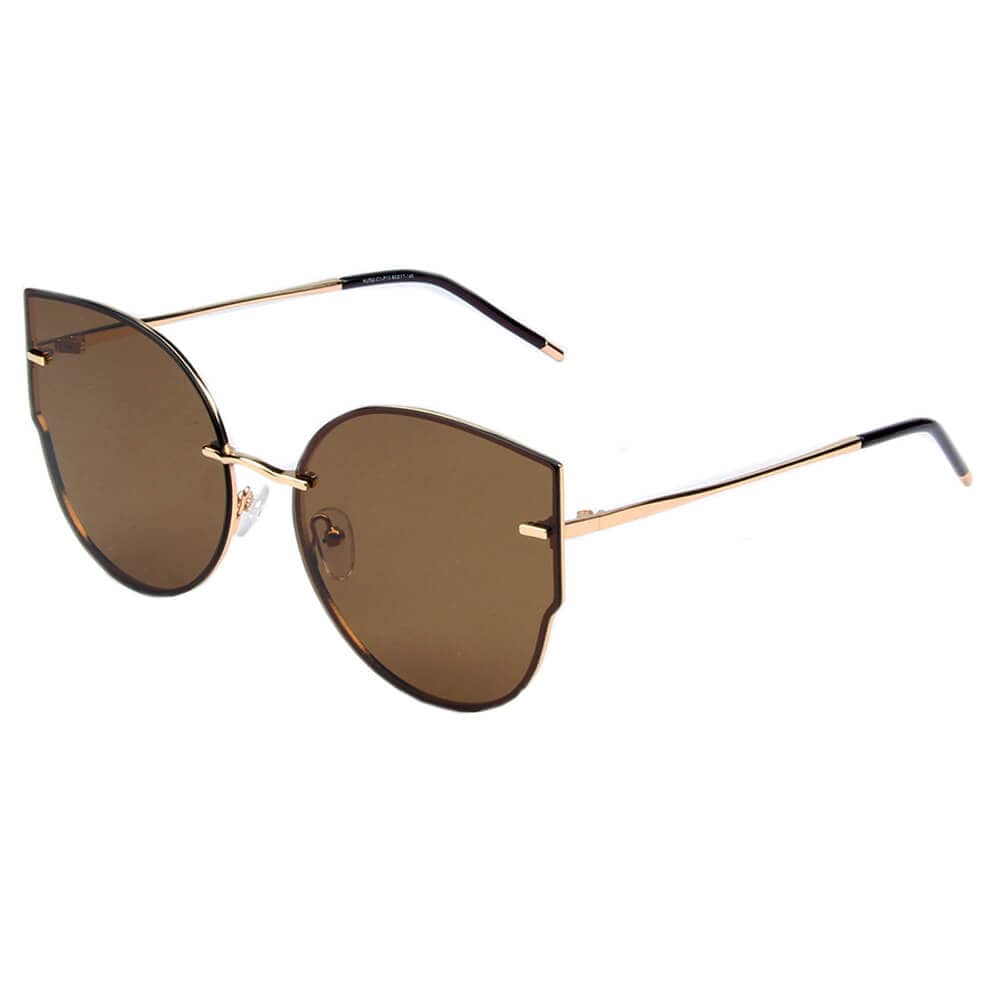 Cramilo Eyewear Sunglasses Brown CUENCA | Women Polarized Flat Lens Round Designer Cat Eye Sunglasses