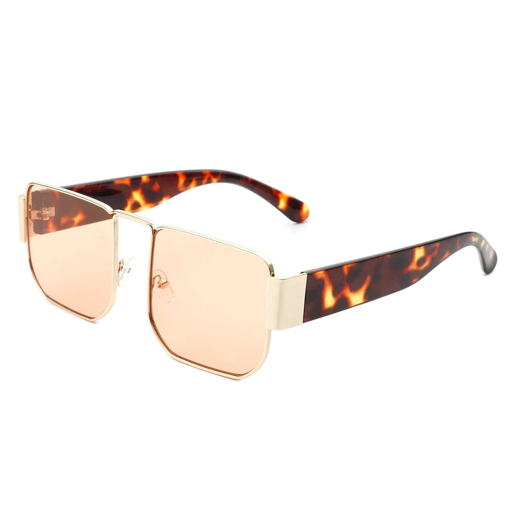 Cramilo Eyewear Sunglasses Brown Diamonde - Square Retro Flat Top Tinted Vintage Fashion Sunglasses