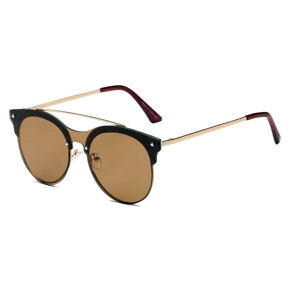 Cramilo Eyewear Sunglasses Brown ENDICOTT | Round Circle Brow-Bar Tinted Lens Sunglasses