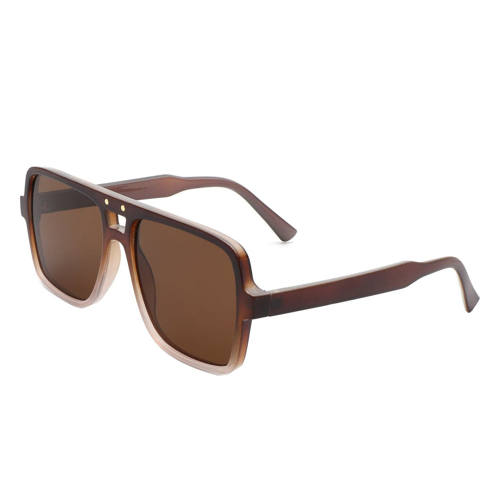 Cramilo Eyewear Sunglasses Brown Eris - Flat Top Retro Square Vintage Inspired Aviator Sunglasses