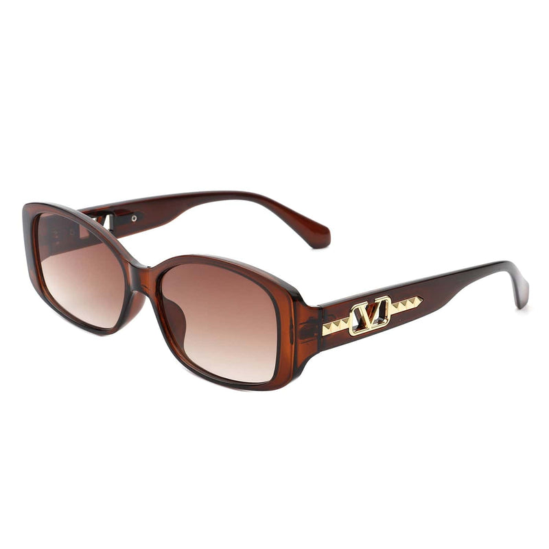 Cramilo Eyewear Sunglasses Brown Fantasie - Rectangular Narrow Retro Tinted Fashion Square Sunglasses