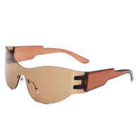 Cramilo Eyewear Sunglasses Brown Galadriel - Futuristic Mirrored Cyberpunk Sport Reflective Shield Sunglasses