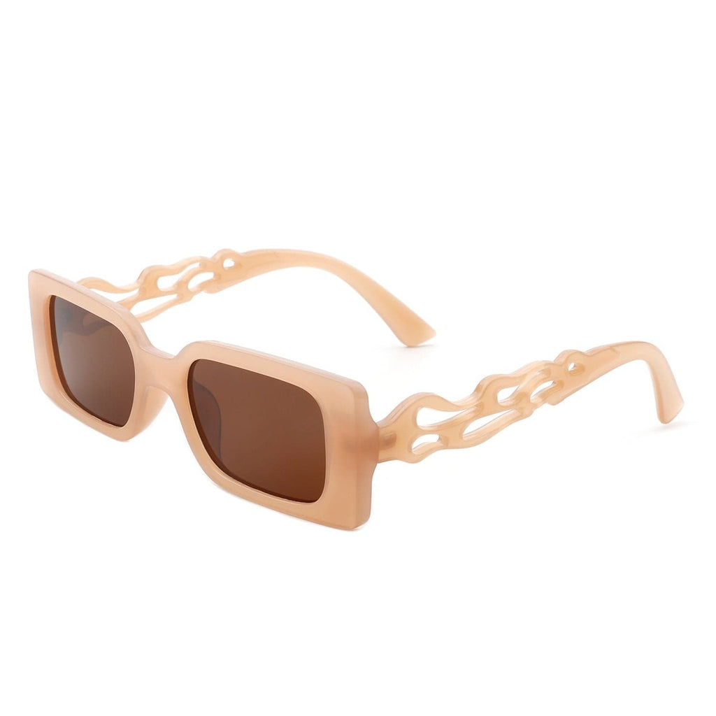 Cramilo Eyewear Sunglasses Brown Lirael - Rectangle Retro Irregular Frame Fashion Tinted Square Sunglasses