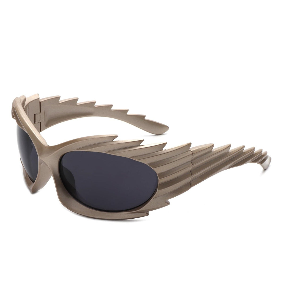 Cramilo Eyewear Sunglasses Brown Nightgle - Rectangle Wrap Around Sport Oval Spike Fashion Sunglasses