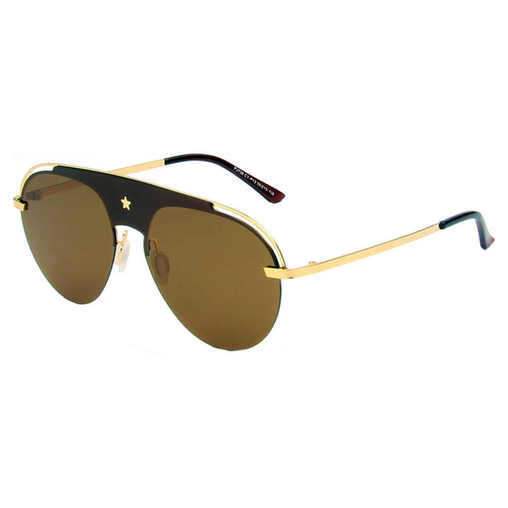 Cramilo Eyewear Sunglasses Brown OVIEDO | Classic Polarized Aviator Fashion Ornate Brow Bar Sunglasses