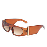 Cramilo Eyewear Sunglasses Brown Starisle - Rectangle Chic Oval Lens Chunky Slim Fashion Sunglasses