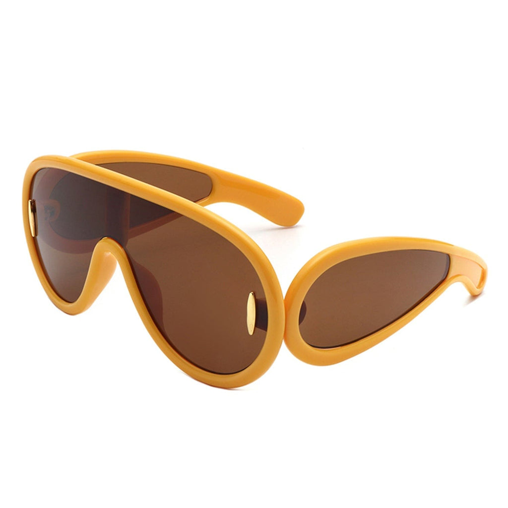 Cramilo Eyewear Sunglasses Brown Thayer - Oversize Modern Chic Thick Frame Aviator Fashion Sunglasses