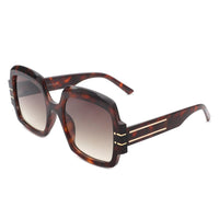 Cramilo Eyewear Sunglasses Brown Tortoise Emblazon - Women Oversize Flat Top Fashion Square Sunglasses