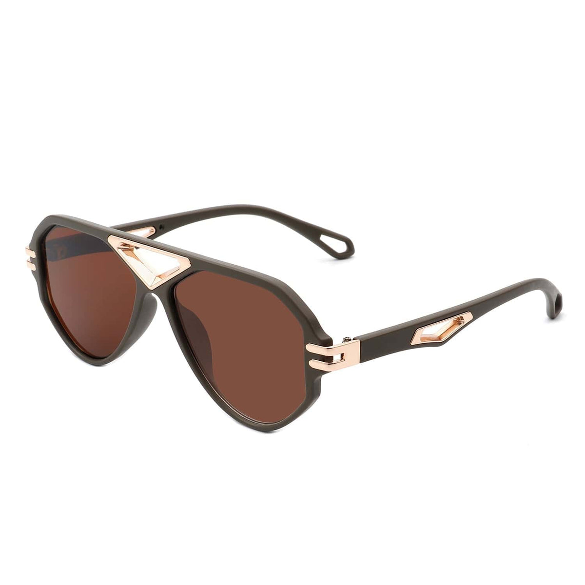 Cramilo Eyewear Sunglasses Brown Unityth - Geometric Retro Round Vintage Fashion Aviator Sunglasses