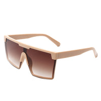 Cramilo Eyewear Sunglasses Brown Vitalize - Oversize Retro Square Flat Top Tinted Fashion Women Sunglasses