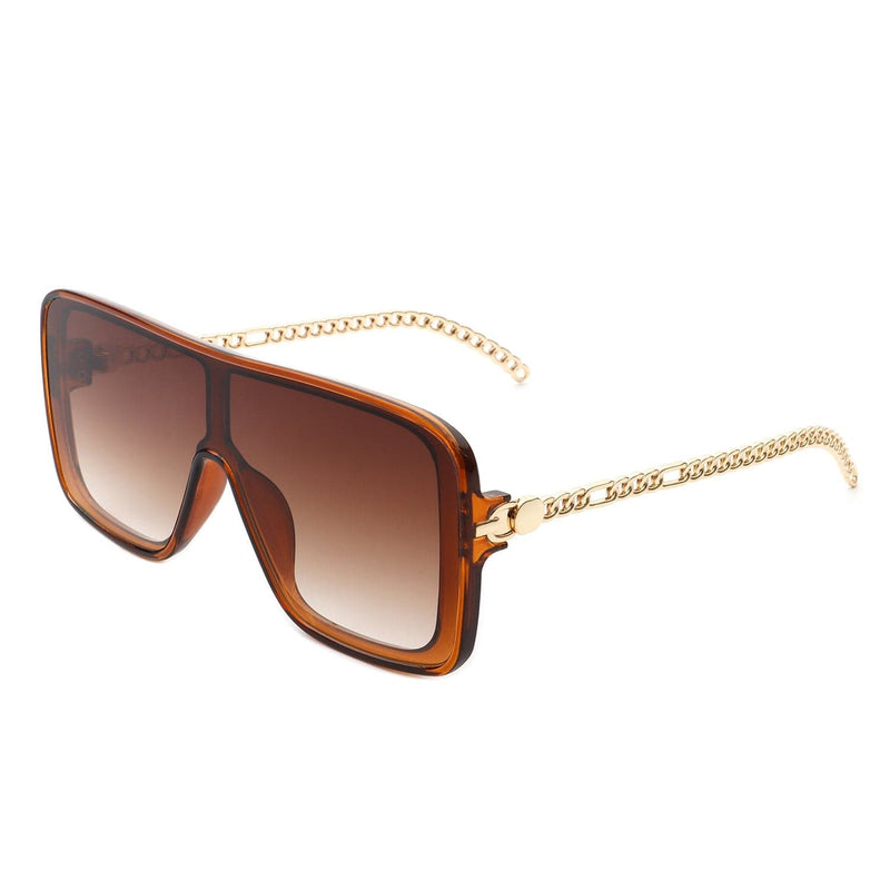 Cramilo Eyewear Sunglasses Brown Wildwind - Square Fashion Flat Top Oversize Retro Sunglasses