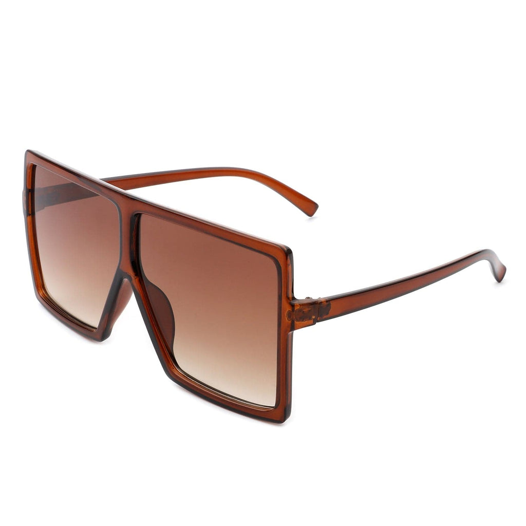 Cramilo Eyewear Sunglasses Brown Zenithia - Square Oversize Women Flat Top Fashion Sunglasses