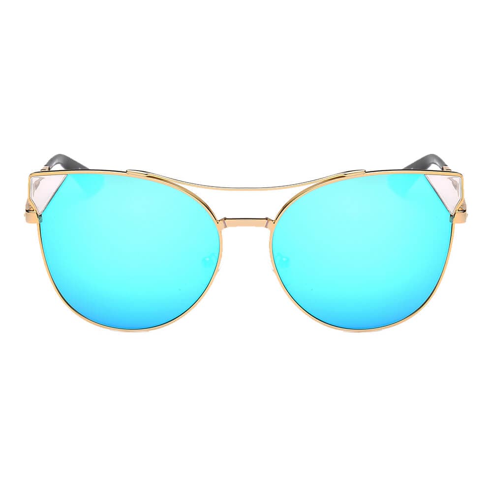 Cramilo Eyewear Sunglasses CLARCKSTON | Women's Trendy Mirrored Lens Cat Eye Sunglasses