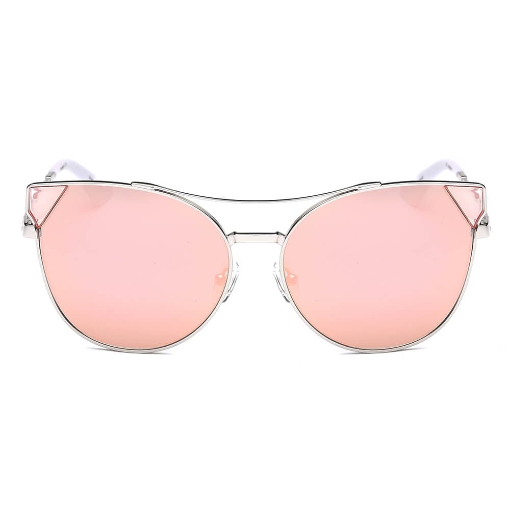 Cramilo Eyewear Sunglasses CLARCKSTON | Women's Trendy Mirrored Lens Cat Eye Sunglasses