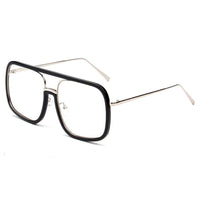 Cramilo Eyewear Sunglasses Clear/Black MAGNA | Oversized Pillowed Square Fashion Rim Aviator Design Sunglasses