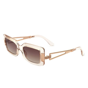 Cramilo Eyewear Sunglasses Clear Brown Sylphine - Oversize Sporty Square Chunky Shield Sunglasses