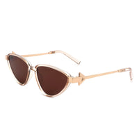 Cramilo Eyewear Sunglasses Clear Brown Vega - Women Triangle Retro Fashion Cat Eye Sunglasses