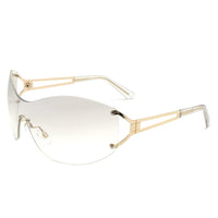 Cramilo Eyewear Sunglasses Clear Elandor - Women Rimless Oversize Sleek Oval Fashion Sunglasses
