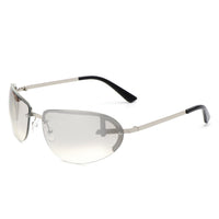 Cramilo Eyewear Sunglasses Clear Oceandew - Retro Rimless Oval Tinted Fashion Round Sunglasses