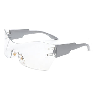 Cramilo Eyewear Sunglasses Clear Sable - Futuristic Square Mirrored Flat Top Wrap Around Sunglasses