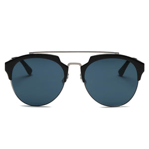 Cramilo Eyewear Sunglasses COROLLA | Half Frame Mirrored Lens Horned Rim Sunglasses Circle