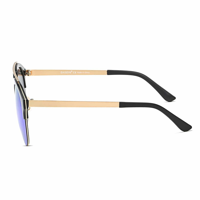 Cramilo Eyewear Sunglasses COROLLA | Half Frame Mirrored Lens Horned Rim Sunglasses Circle