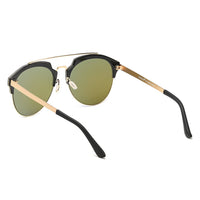 Cramilo Eyewear Sunglasses COROLLA | Half Frame Mirrored Lens Horned Rim Sunglasses Circle