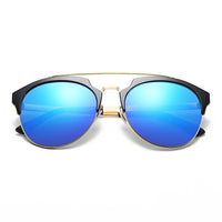 Cramilo Eyewear Sunglasses COROLLA | Half Frame Mirrored Lens Horned Rim Sunglasses Circle