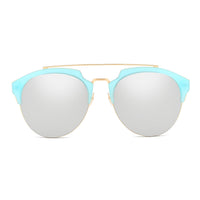 Cramilo Eyewear Sunglasses COROLLA | Half Frame Mirrored Lens Horned Rim Sunglasses Circle