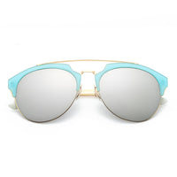 Cramilo Eyewear Sunglasses COROLLA | Half Frame Mirrored Lens Horned Rim Sunglasses Circle