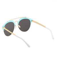 Cramilo Eyewear Sunglasses COROLLA | Half Frame Mirrored Lens Horned Rim Sunglasses Circle