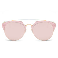 Cramilo Eyewear Sunglasses COROLLA | Half Frame Mirrored Lens Horned Rim Sunglasses Circle