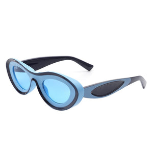 Cramilo Eyewear Sunglasses Dark Blue Alba - Oval Retro Round Tinted Fashion Cat Eye Sunglasses