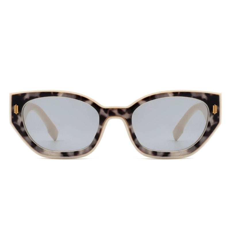 Cramilo Eyewear Sunglasses Dawnmist - Geometric Retro Round Irregular Narrow Cat Eye Sunglasses