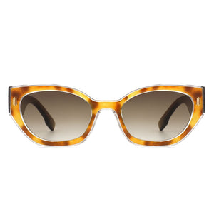 Cramilo Eyewear Sunglasses Dawnmist - Geometric Retro Round Irregular Narrow Cat Eye Sunglasses