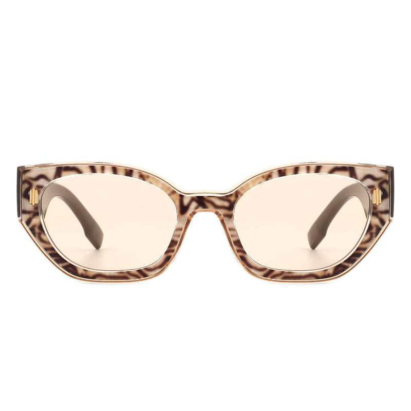 Cramilo Eyewear Sunglasses Dawnmist - Geometric Retro Round Irregular Narrow Cat Eye Sunglasses