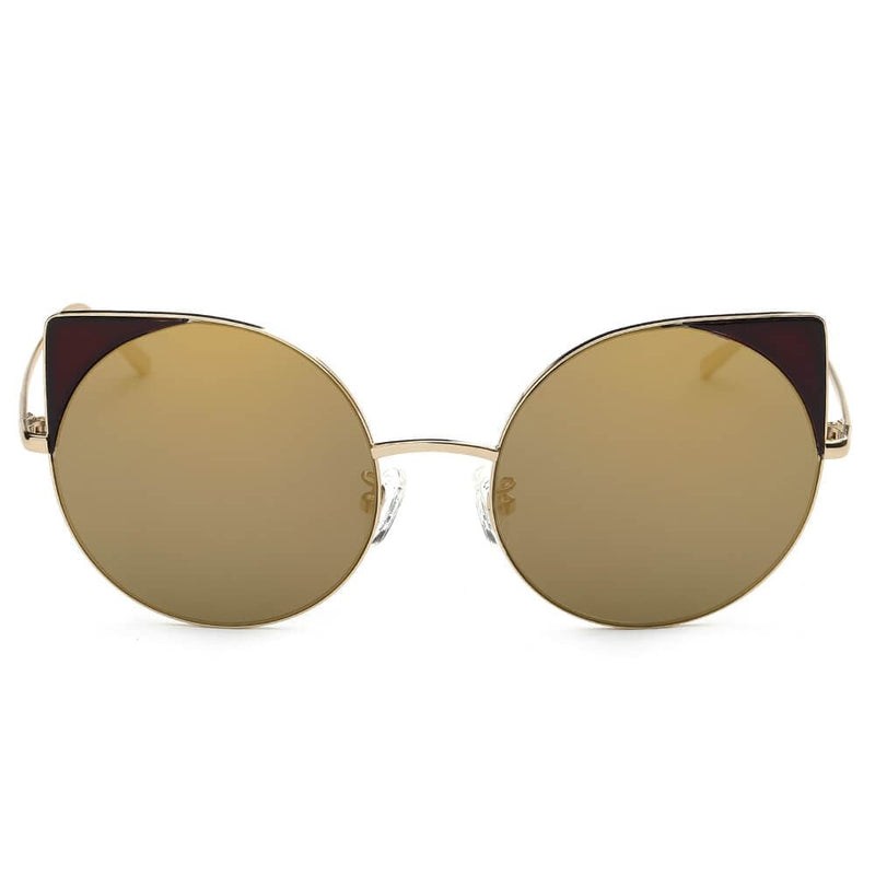 Cramilo Eyewear Sunglasses Dublin- Women Mirrored Lens Round Cat Eye Sunglasses